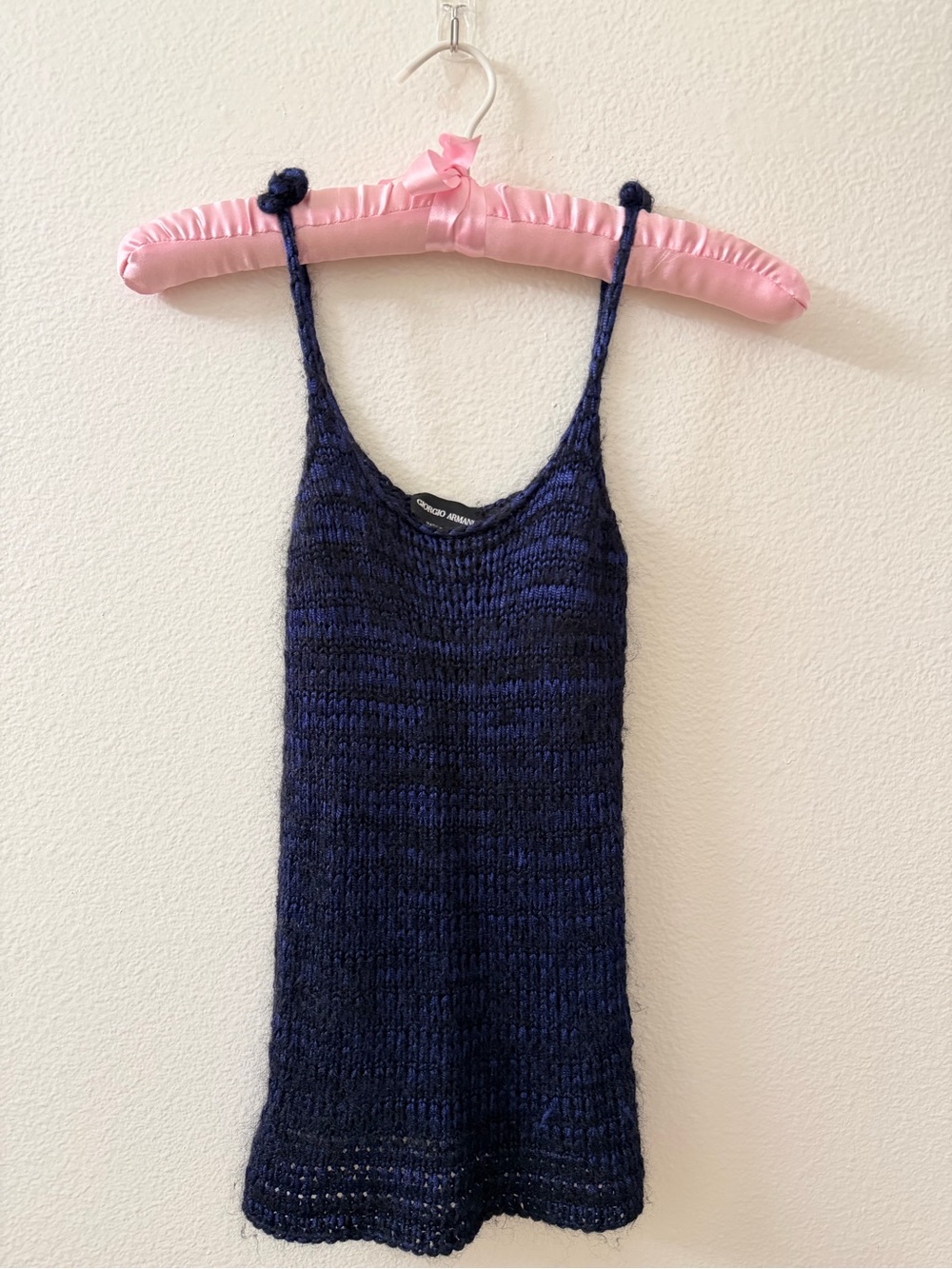 Giorgio Armani Mohair Blend Navy Blue Knit Tank Top Size Small